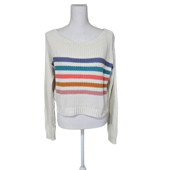 Aeropostale Sweaters - Aeropostale Striped Sweater Size Medium Off White Preppy Y2K Rainbow Casual